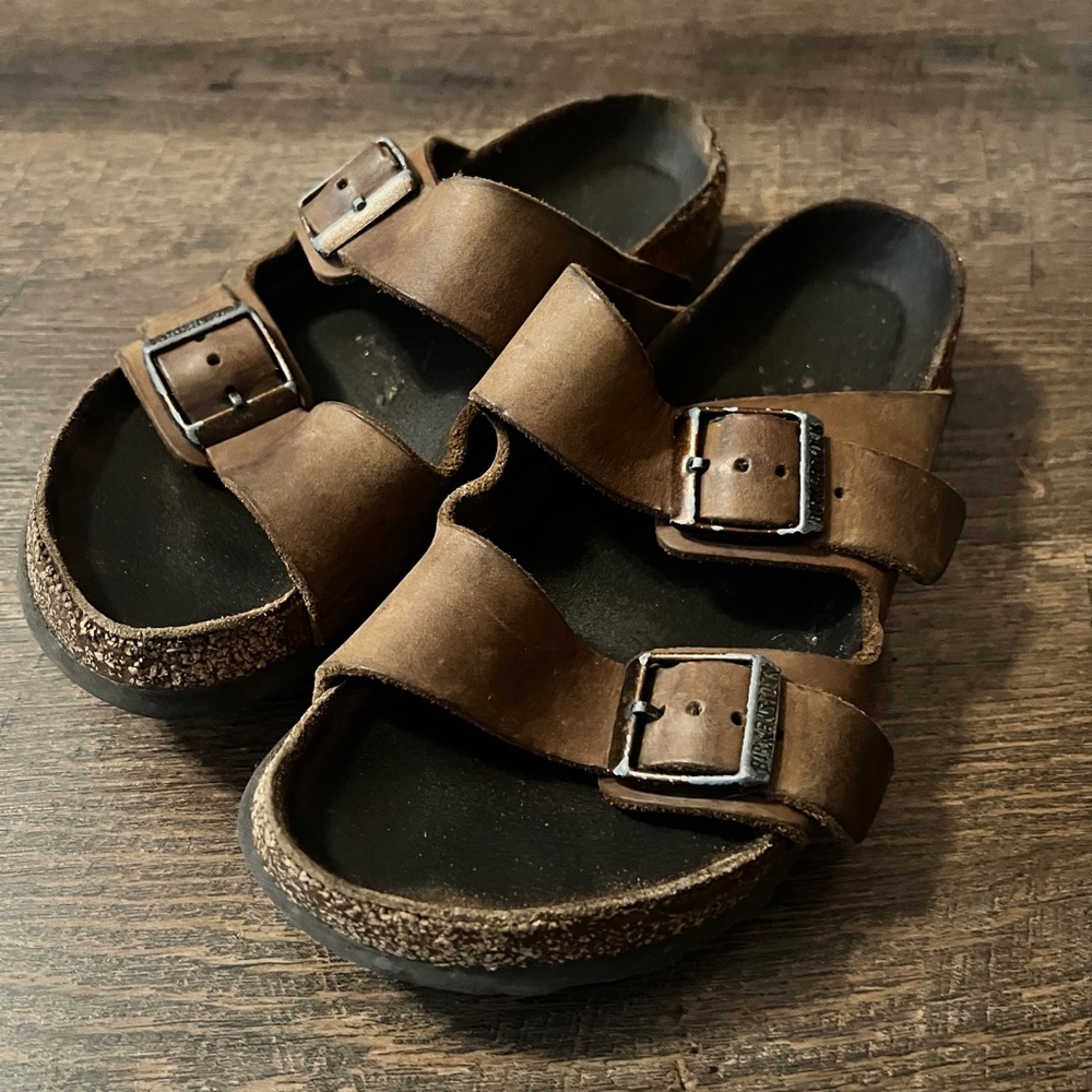 Birkenstock Sandals Womens US Size 6)Arizona Habana Slide Brown Leather Open Toe